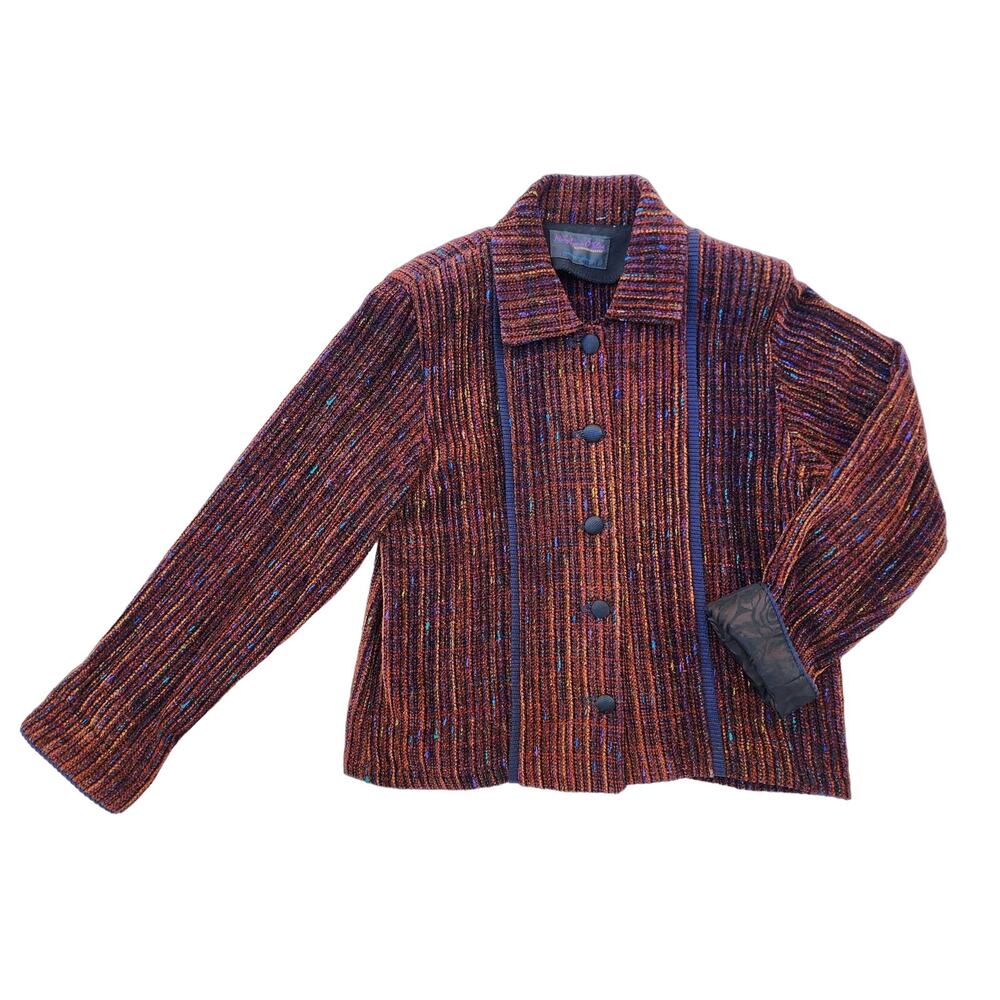 Mary Lynn O'Shea Jacket size Small Chenille Handwoven Multicolored Vermont Arsty